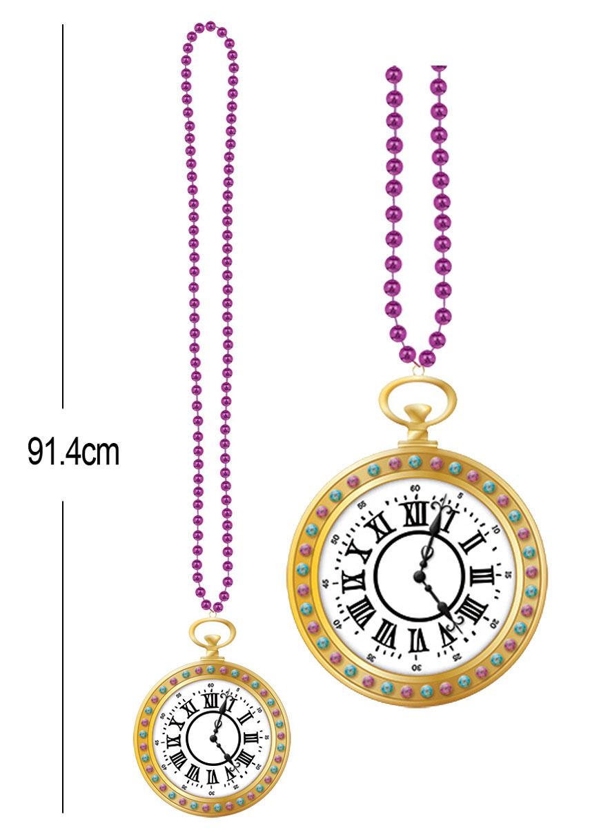 Mad Tea Party Bead Necklace with Ornate Watch Face by Amscan 398067 available here at Karnival Costumes online party shop