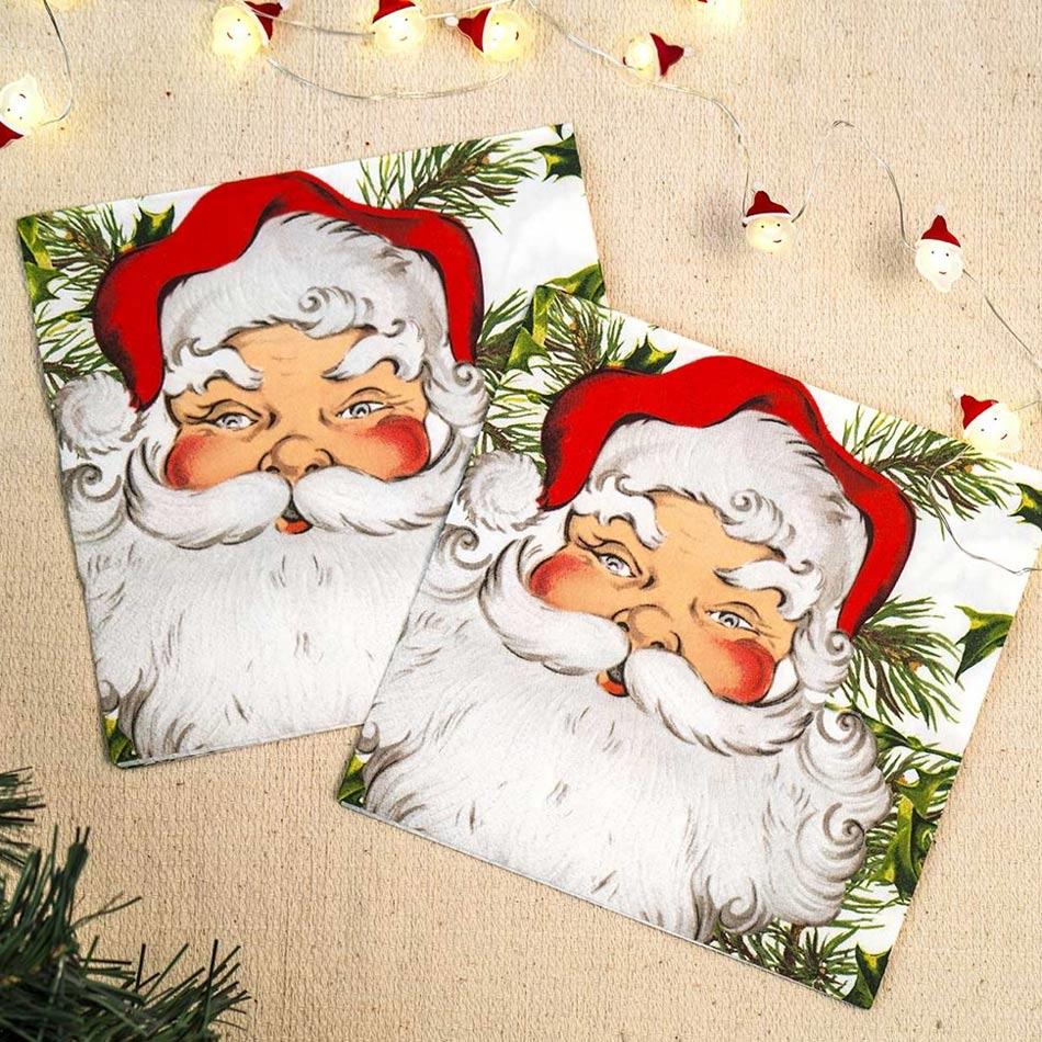 Pack of 20 Botanical Santa Christmas Lunch Napkins by Talking Tables BC-SANTA-NAPKIN available here at Karnival Costumes online Christmas party shop