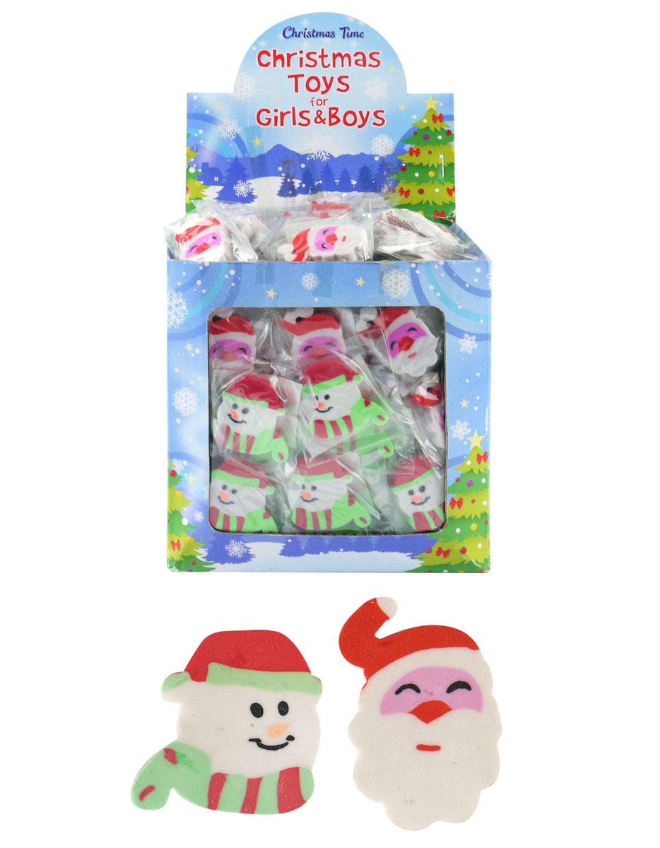 Christmas Erasers (pk 10) - 4cm mix of Santa and Snowman pencil erasers by Henbrandt W59024 available here at Karnival Costumes online Christmas shop