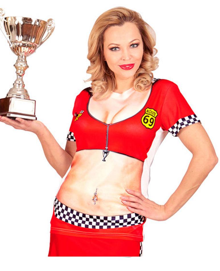 Grand Prix Babe T-Shirt Costume by Widmann 9869 available here at Karnival Costumes online party shop