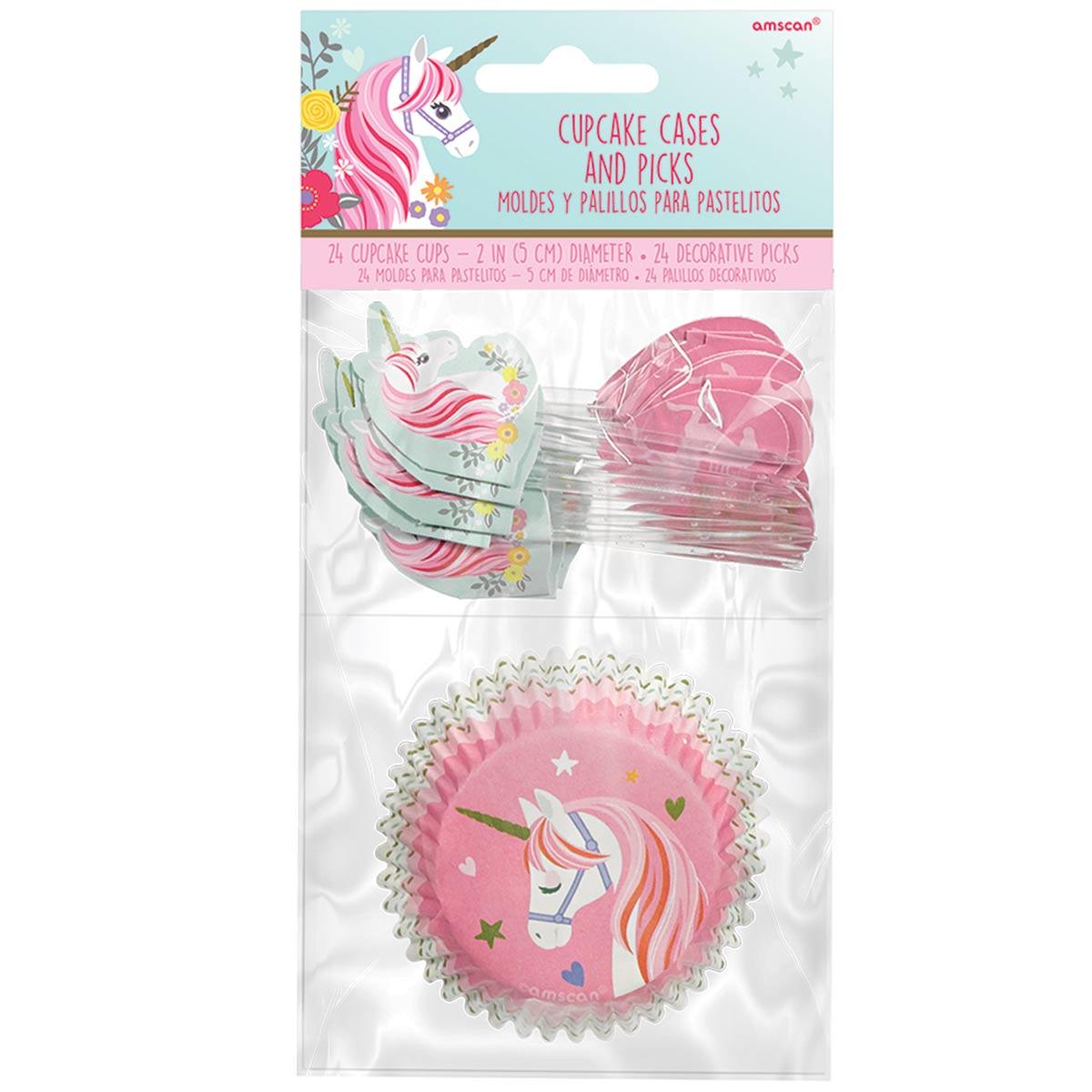 Magical Unicorn Cake Cases & Picks 48pcs total, 24 of each by Amscan 141929 available here at Karnival Costumes online party shop