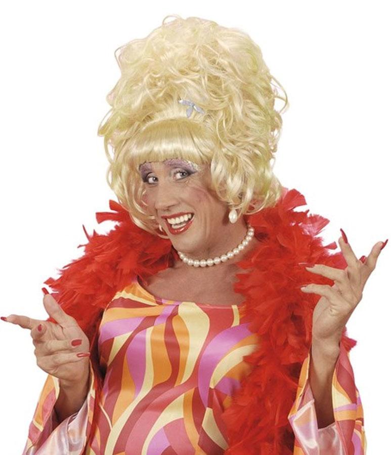 Drag Queen Wig in Blonde with Sparkle Flower  by Widmann P5975 available here at Karnival Costumes online party shop