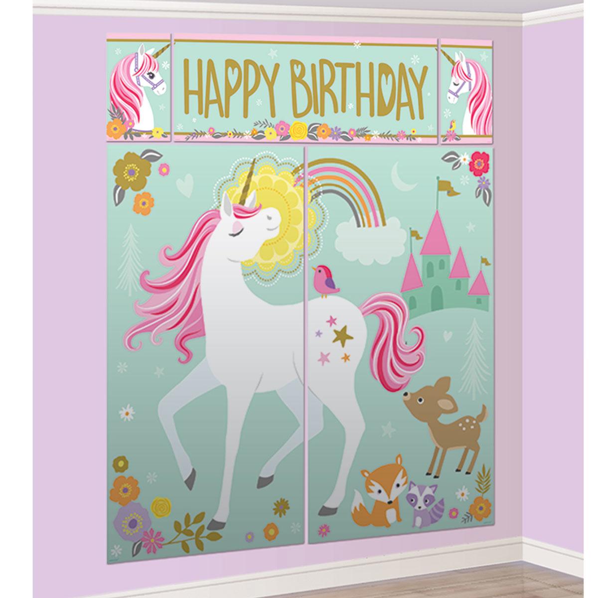 Magical Unicorn Wall Decoration Kit with Photo Props by Amscan 670735 available here at Karnival Costumes online party shop
