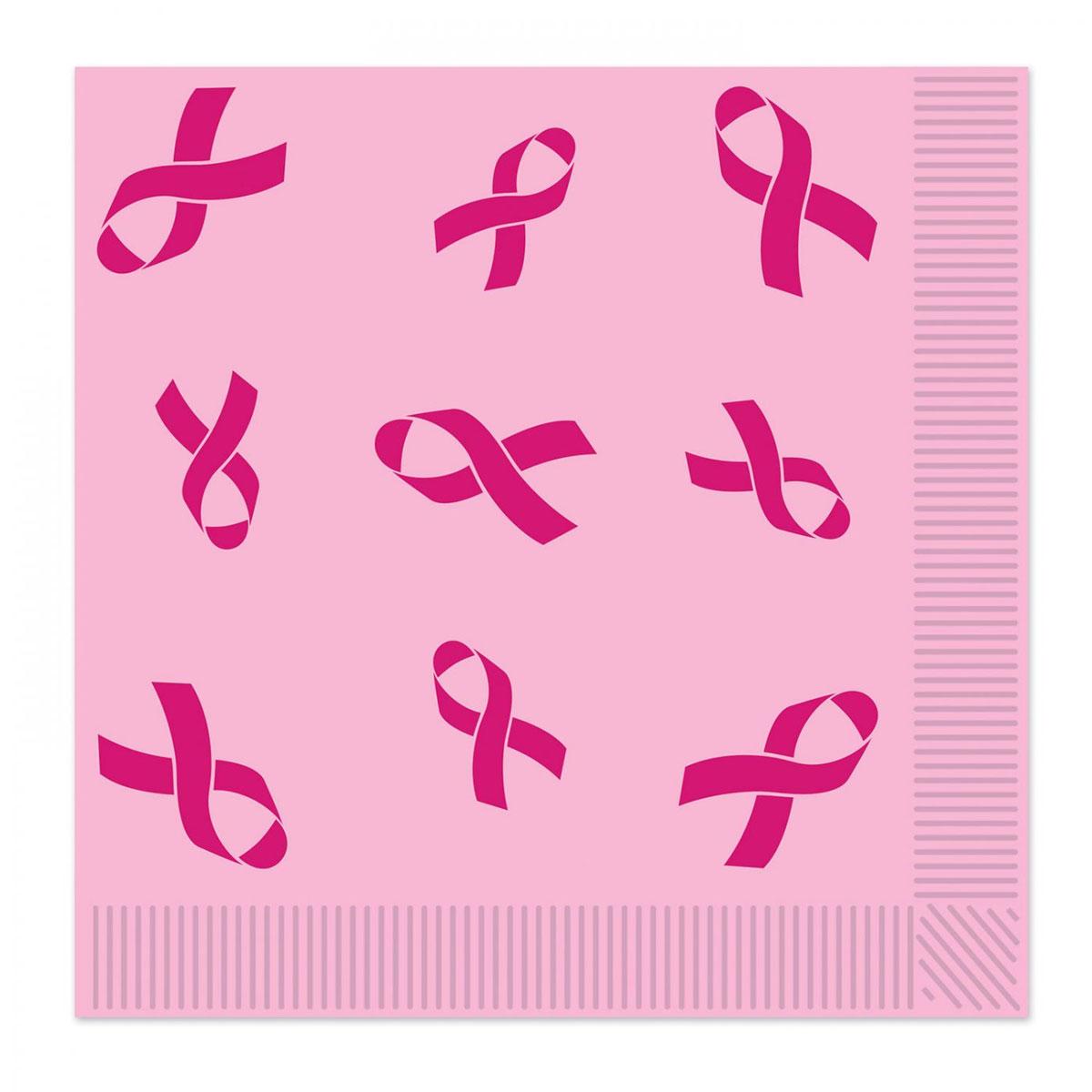 Pink Ribbon Paper Napkins - pk16 by Beistle 58137 avaailable here at Karnival Costumes online party shop