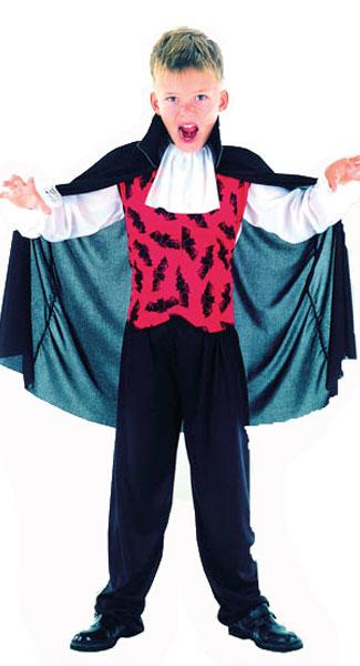 Boy's Vampire Halloween Fancy Dress Costume in two sizes; 86557 and 86558 available here at Karnival Costumes online Halloween party shop