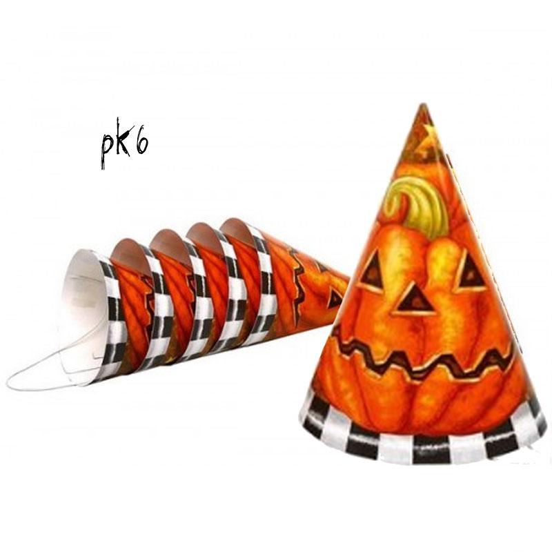 Family Friendly Halloween Pumpkin Party Hats pk6 by Atosa 98058 available here at Karnival Costumes online party shop
