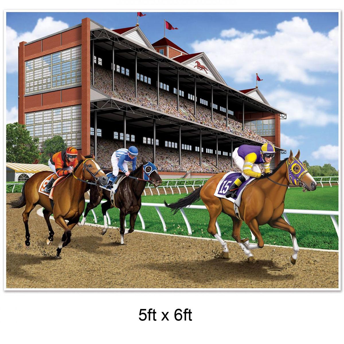 Horse Racing Insta-Mural - 5ft x 6ft by Beistle 53605 available in the UK here at Karnival Costumes online party shop
