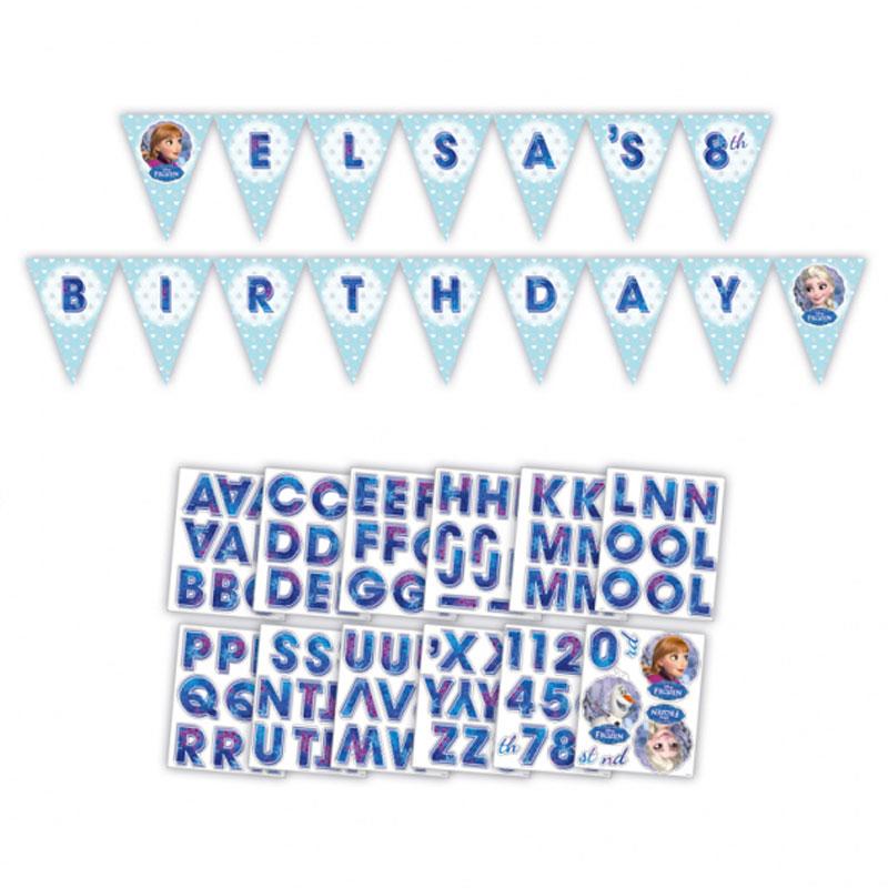 Frozen Holographic Personalised Pennant Banner 3m by Amscan 999591 available here at Karnival Costumes online party shop