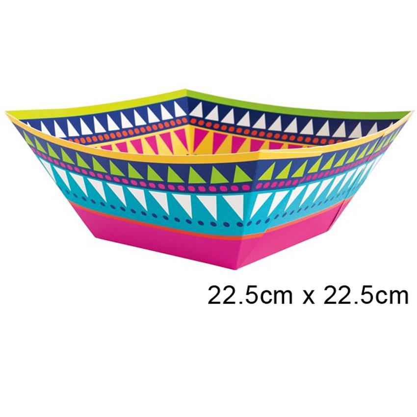 Boho Fiesta Square Party Bowl 22.5cm by Unique 73448 available here at Karnival Costumes online party shop