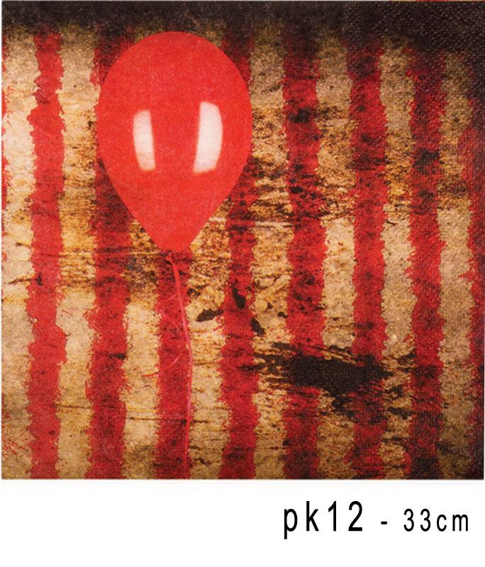 Horror Pennywise Circus Napkins pk12 33cm by Boland 72353 available here at Karnival Costumes online Halloween party shop