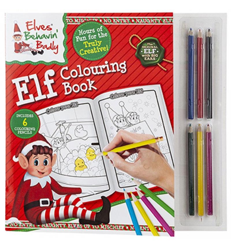 Elves Behaving Badly Colouring Book and 6 Pencils by PMS 500140 available here at Karnival Costumes online party shop