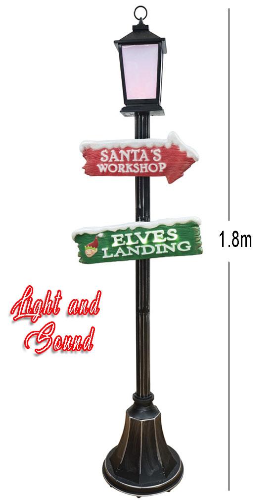 Christmas Lamppost B/O Light & Sound 1.8m tall 7852 available in the UK here at Karnival Costumes online party shop