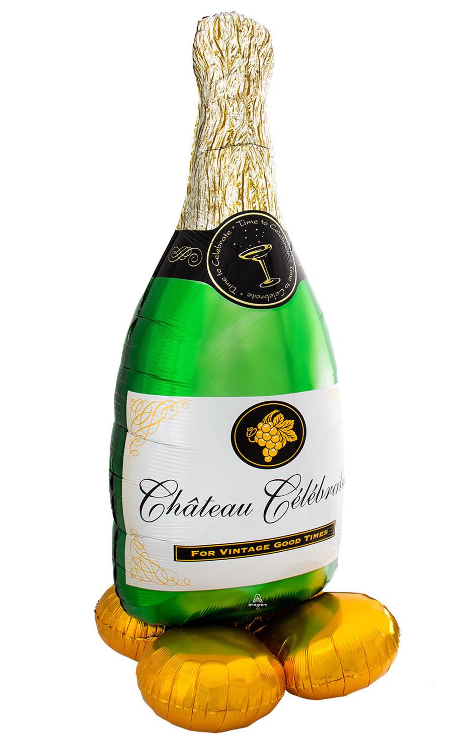 Champagne Bottle Airloonz Air-Fill Character Balloon by Amscan 8312011 available from the collection here at Karnival Costumes online party shop