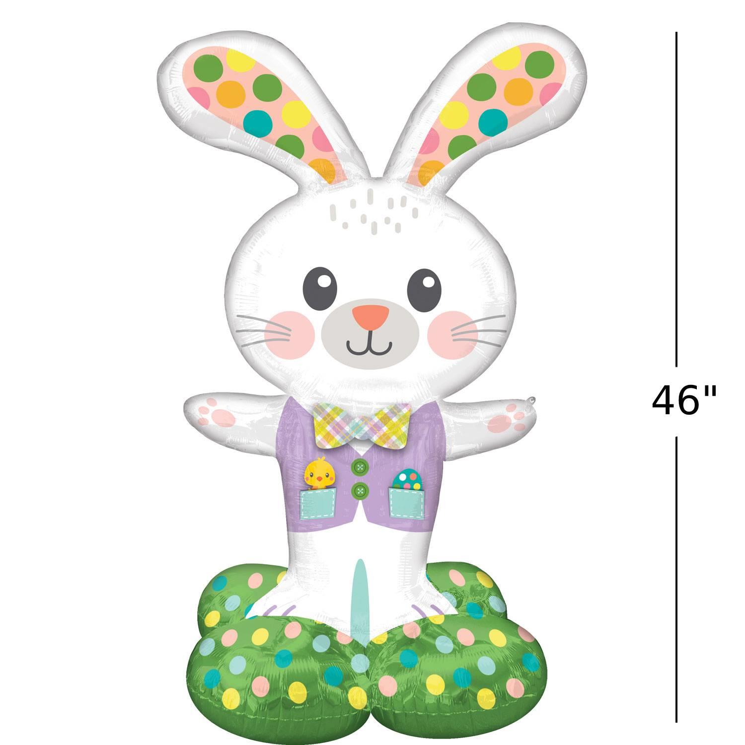 Colourful 46" tall Spotted Easter Bunny Airloonz balloon by Amscan 4377211 available here at Karnival Costumes online party shop