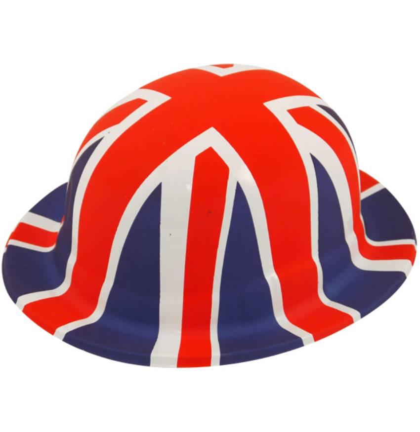 Pack of 4 Union Jack Great Britain Bowler Hat by Henbrandt H23002 available here at Karnival Costumes online party shop