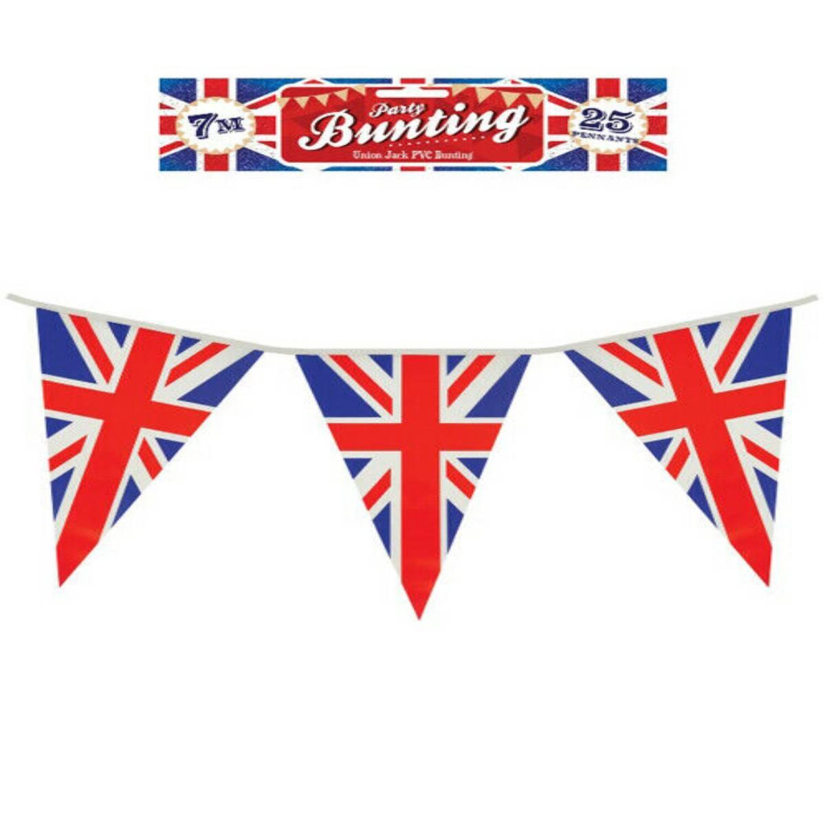 7m Pennant Union Jack Bunting with 25 Flags by Henbrandt F63003 available here at Karnival Costumes online party shop