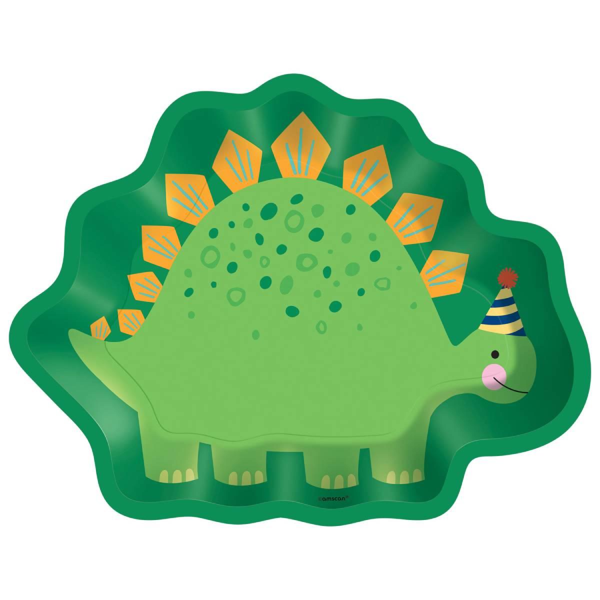 Dino-Mite Shaped Party Paper Plates 23cm by 17cm by Amscan 5572270 available here at Karnival Costumes online party shop