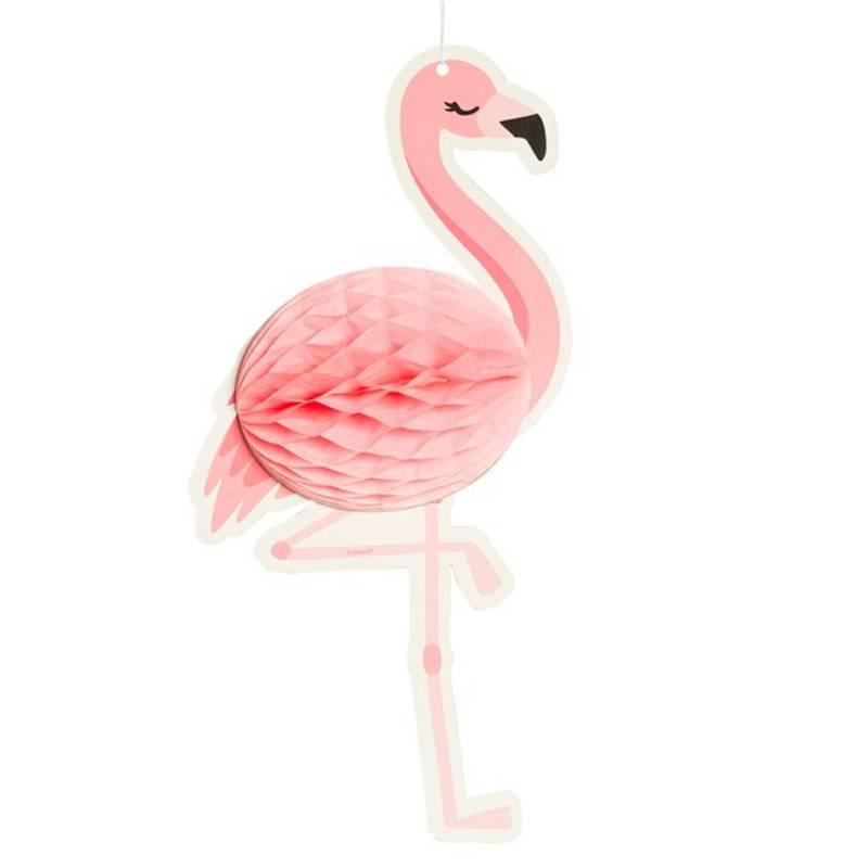 Flamingo Honeycomb Decoration 27cm by Boland 52544 available here at Karnival Costumes online party shop