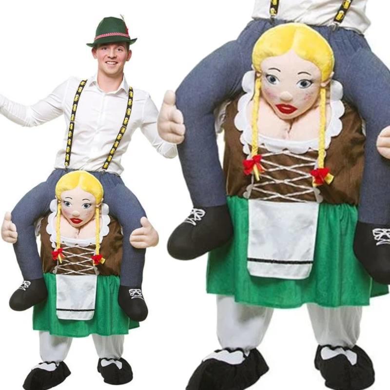 Comical Oktoberfest Carry Me Bavarian Girl Costume for Adults by Wicked Costumes MA8716 available here at Karnival Costumes online party shop