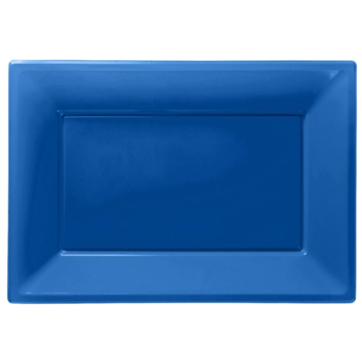Pk3 Bright Blue Plastic Serving Platters by Amscan 997428 available here at Karnival Costumes online party shop