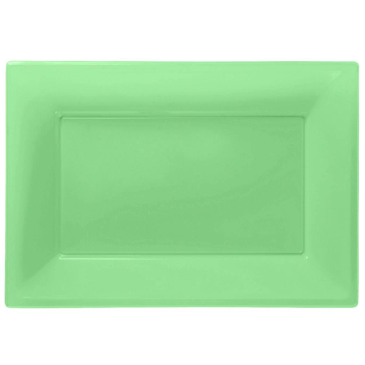 Pk3 Kiwi Green Plastic Serving Platters by Amscan 997430 available here at Karnival Costumes online party shop