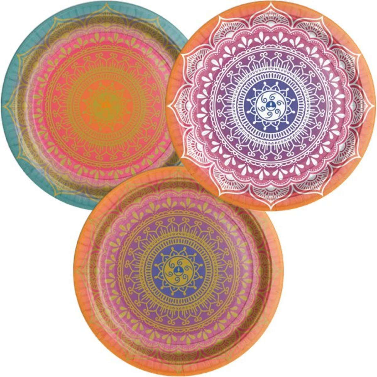 Diwali Celebration 23cm Paper Plates in 3 Designs (pk8) by Amscan 9914458 available here at Karnival Costumes online party shop