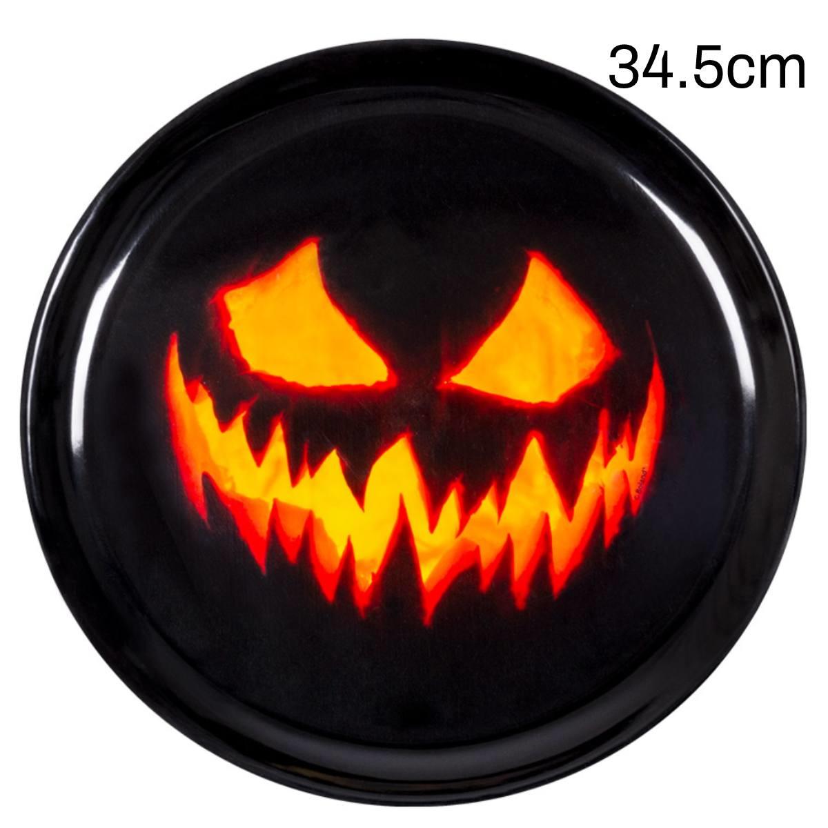 34.5cm dia Creepy Pumpkin Halloween Plastic Platter by Palmers 5855G available here at Karnival Costumes online party shop