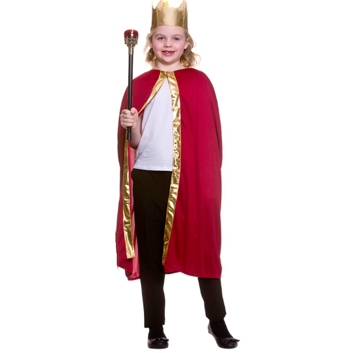 Girl wearing our Childrens King or Queen Robe and Crown in Red by Wicked EGB-4928 available here at Karnival Costumes online party shop