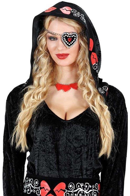 Pirate Eyepatch with Studded Hearts - Long
