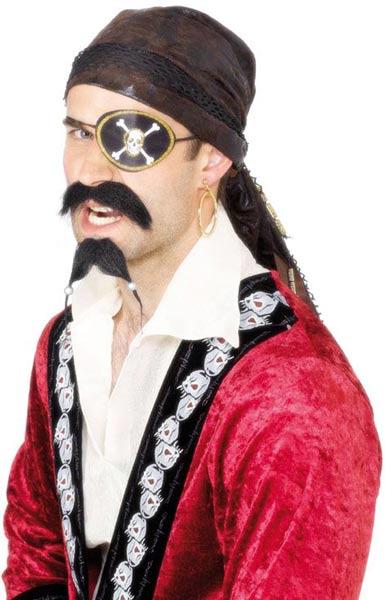 Pirate Satin Eyepatch and Earring - carded (model)