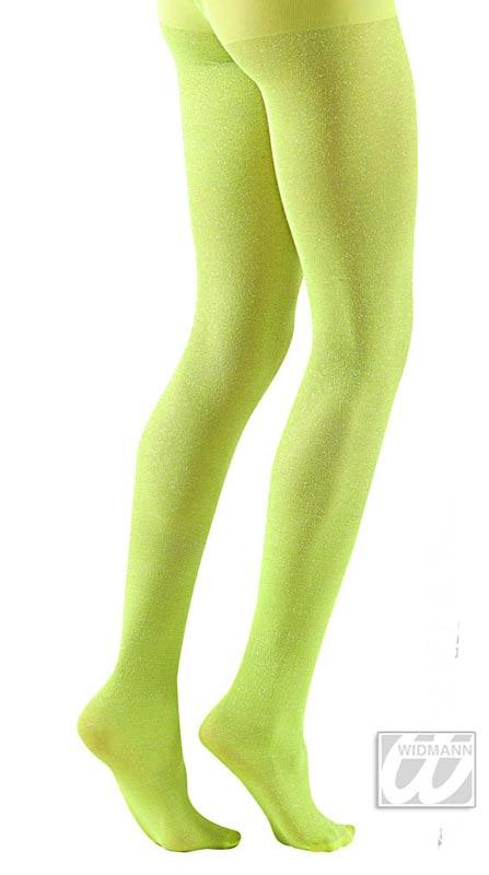 Full Cut Lime Glitter Pantyhose Tights by Widmann 2099L available here at Karnival Costumes online party shop