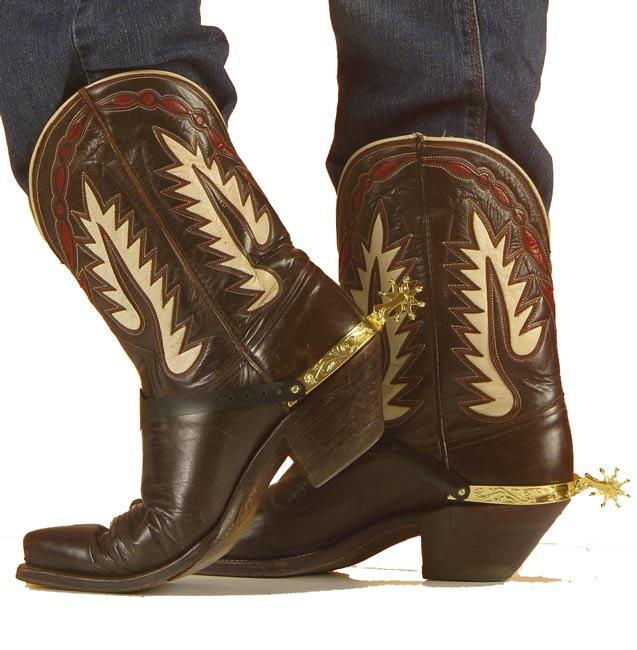 Wild West Cowboy spurs in gold colour by Widmann 01177 available here at Karnival Costumes online party shop