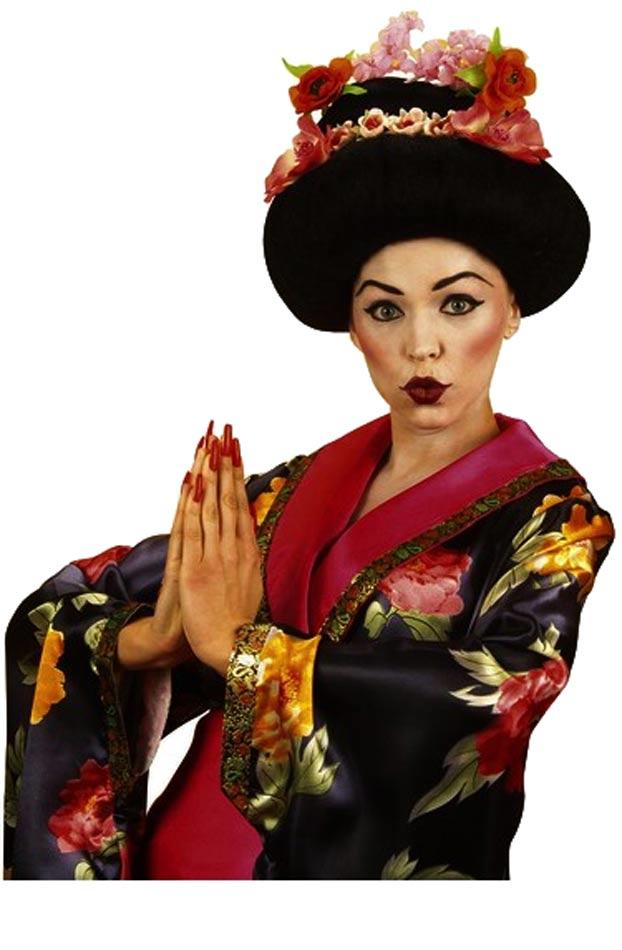 WIG ME UP Geisha Wig – Black Polyester, Adult Costume Wig For Carnival, Halloween, Maiko Or China Doll Theme