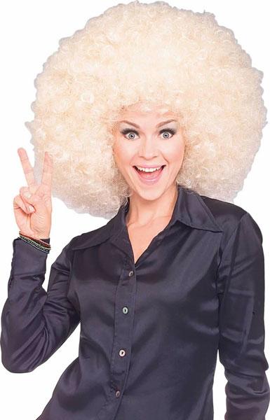 Super wide Blonde Afro Wig unisex for adults by Rubies 50681 available here at Karnival Costumes online party shop