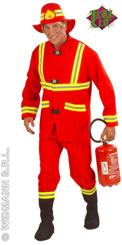Fireman Fancy Dress Costume - Red Suit - Full Cut
