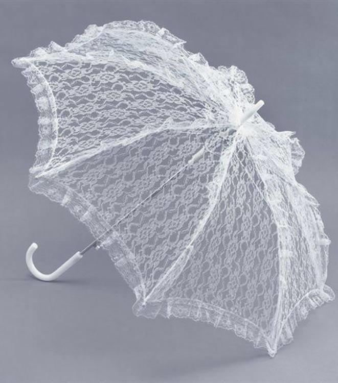 Lady's White Lace Parasol Fancy Dress Accessory BA533 available here at Karnival Costumes online party shop