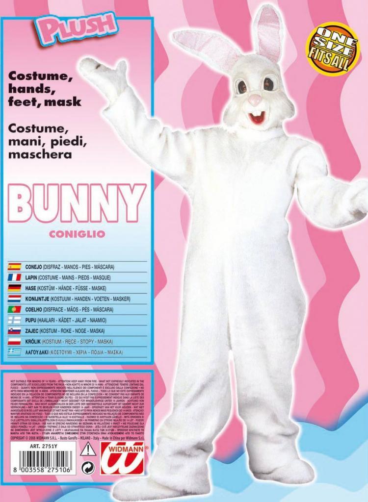 Plush Bunny Fancy Dress Costume - Packaging by Widmann 2751Y available here at Karnival Costumes online Easter party shop