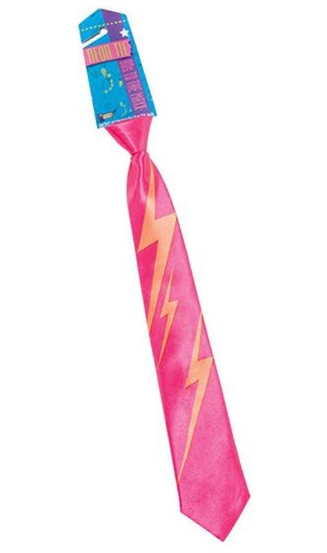 Shocking or Neon Pink Tie with Lightning Bolt Design