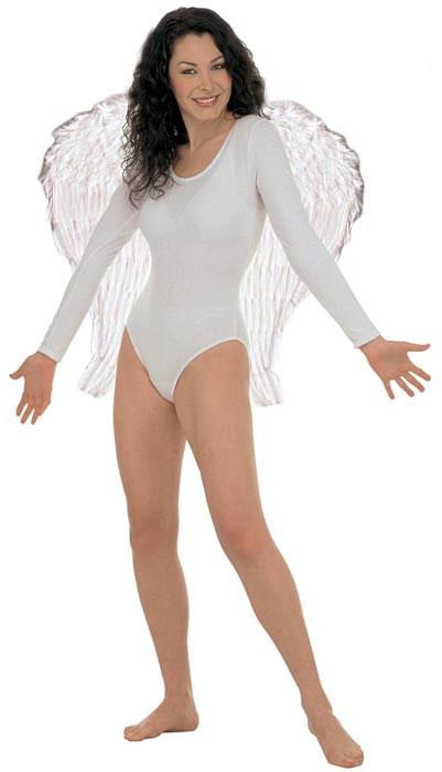 White Feathered Angel Wings sized 67 x 64cm by Widmann 8652B available in the UK here at Karnival Costumes online Christmas party shop
