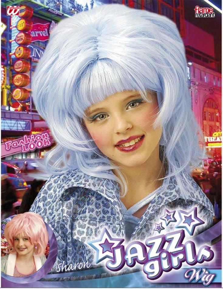 Sharon Wig in either pink or blue by Widmann S6283 from a collection of kid's wigs at Karnival Costumes online party shop