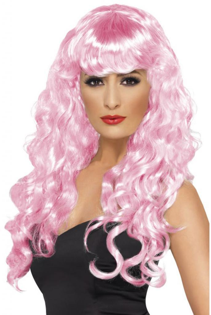 Sexy Siren Wig in Pink by Smiffys 42264 available from Karnival Costumes