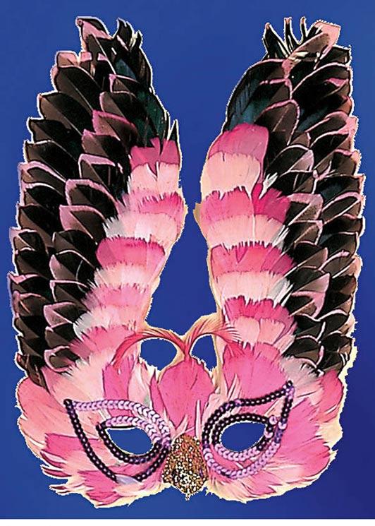 Deluxe Pheonix Feather Eyemask with Pink & Black Feather Trim