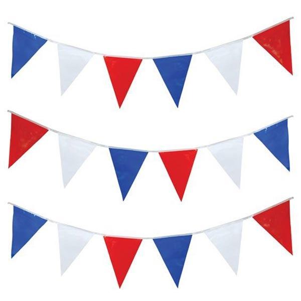 Red, White and Blue Pennant Bunting - 7mtrs 25 Flags