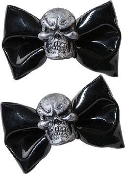 Drama Queen - Black Hair Bows with Skulls
