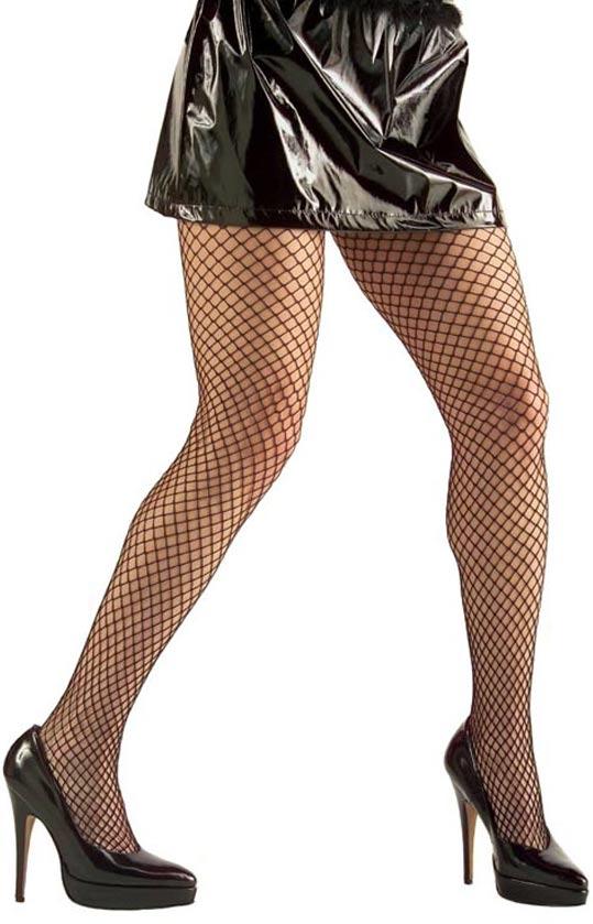 Black Fishnet Tights - Larger Mesh by Widmann 4758 available here at Karnival Costumes online party shop