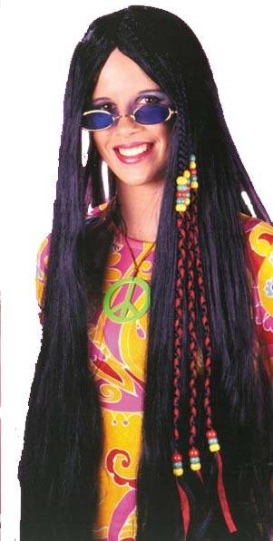 Hippie Wig in Black with Beads - Feeling Groovy Wigs