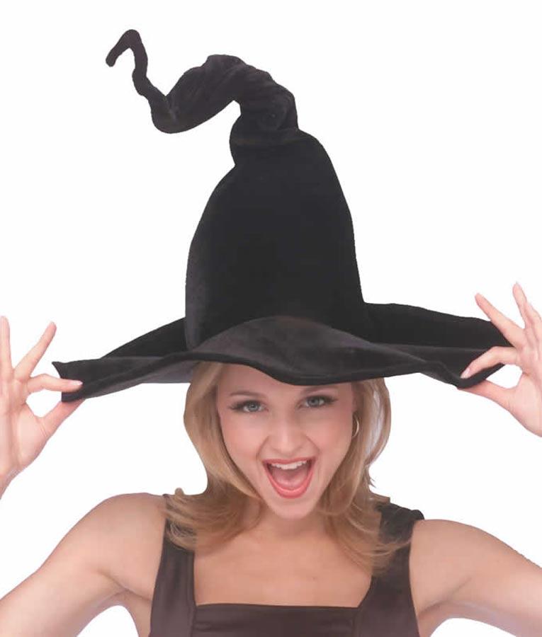 Black Velvet Wired Witch Hat - Halloween Costume Hats