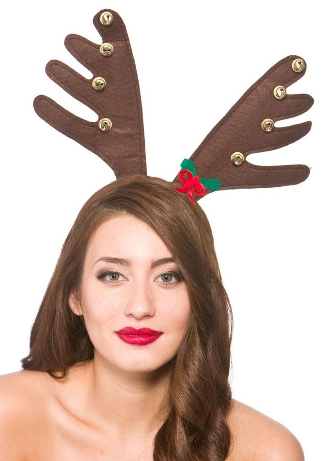 Christmas Novelty Antlers with brass bells by Wicked XM-4621 and available here at Karnival Costumes online Christmas party shop