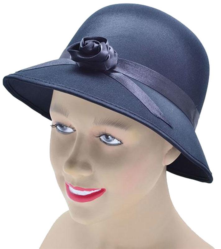 Roaring 20s Clouche Hat in Black from a Collection of Roarin' 20s Costume Accessories at Karnival Costumes