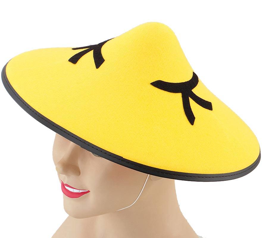 Chinese Coolie Hat in Yellow Felt by Bristol Novelties BH032 from a selection available here at Karnival Costumes online party shops up specialists